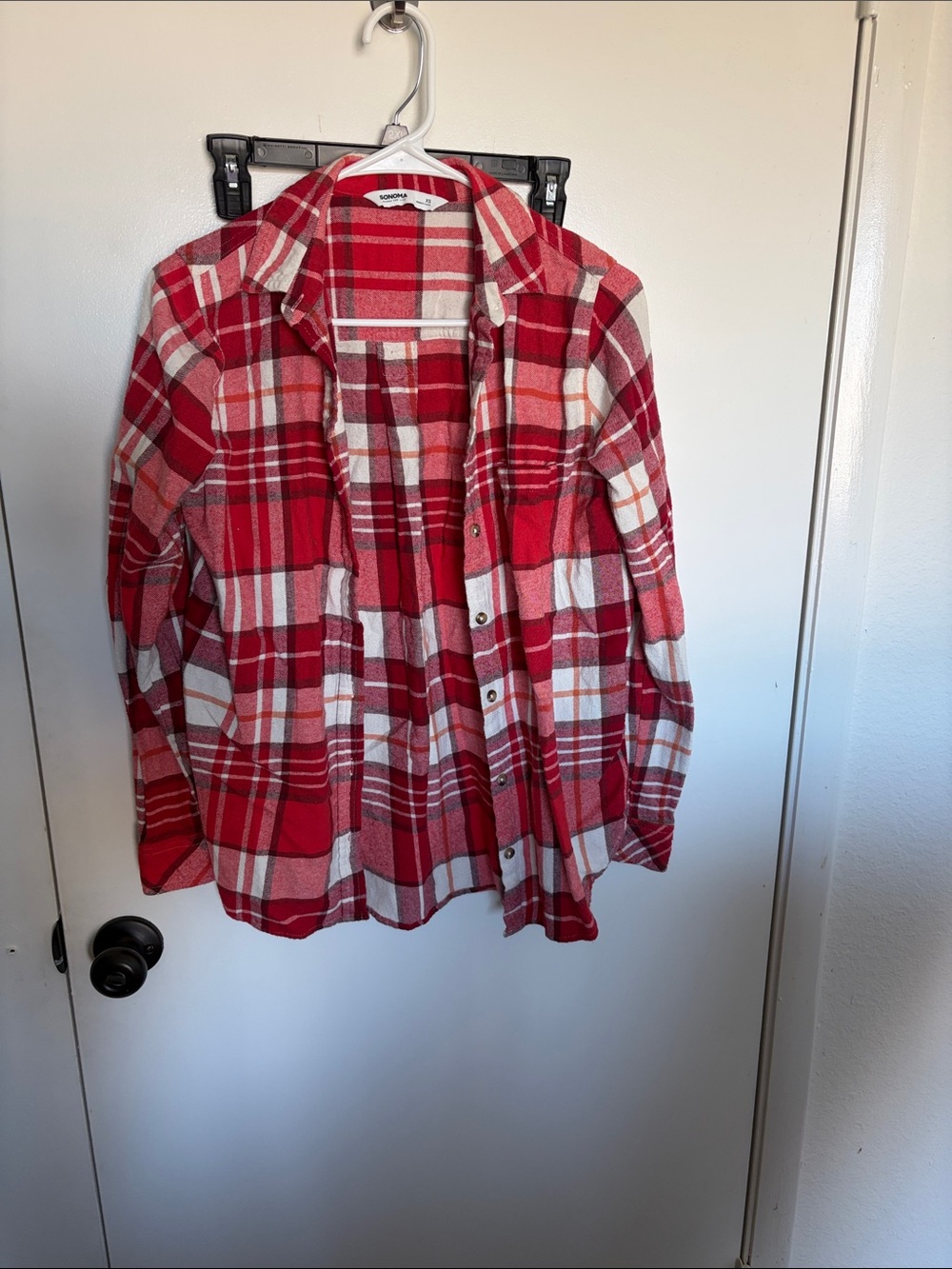 Sonoma Red and White Plaid Button-Down Shirt